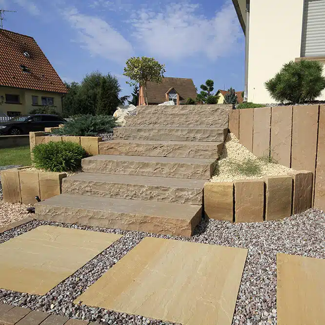 Autumn Brown Sandstone Block Steps